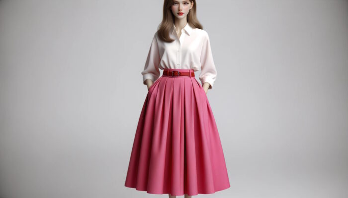 Bluza alba si rochie roz