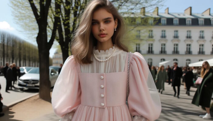 Rochie roz pal cu accesorii albe